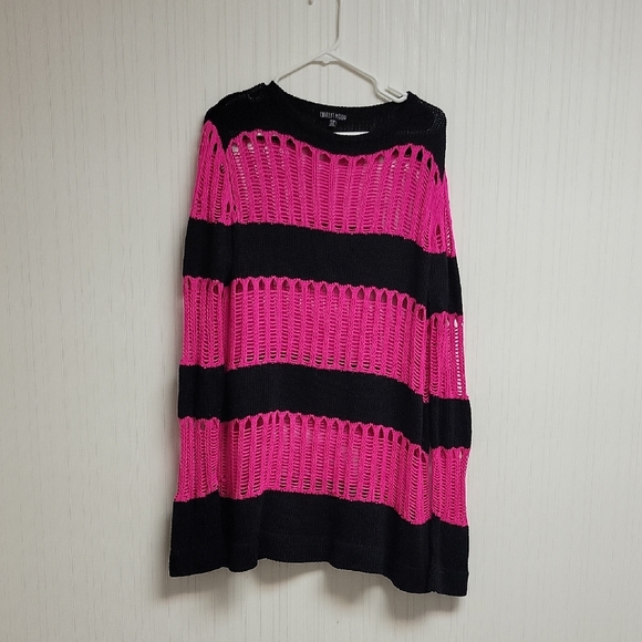 Current Mood Black And Pink Striped Knit Sweater, Women's Small - Picture 1 of 4